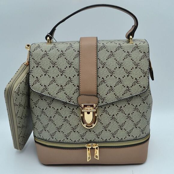 2N1 Poppy Faux Leather Flap Backpack/Crossbody/Shoulder Handbag with Wal… - Picture 1 of 8